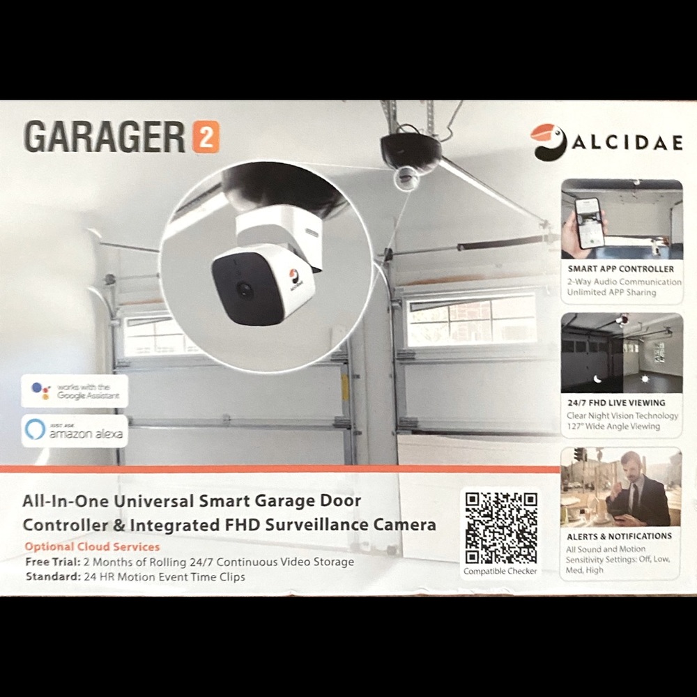 Alcidae Garager2 All-in-One Universal Garage Door Opener and Surveillance Camera